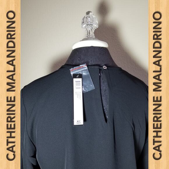 CATHERINE MALANDRINO NWT Blouse Tops Long Sleeve Studs Size Small Color Black - Picture 6 of 6